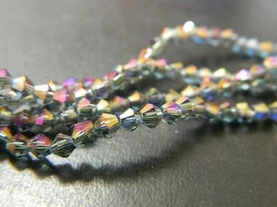 Golden Purple Bicone Beads: 3mm Faceted Glass Strand - Thumbnail 6