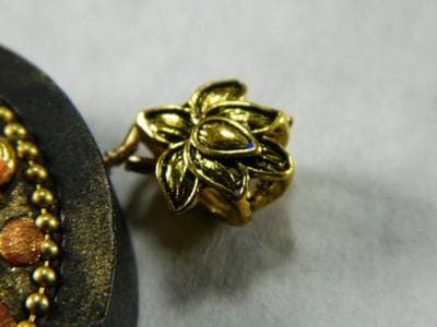 Bali Amulet Necklace 44 mm- Round Sandalwood with Brass Accents - Thumbnail 5