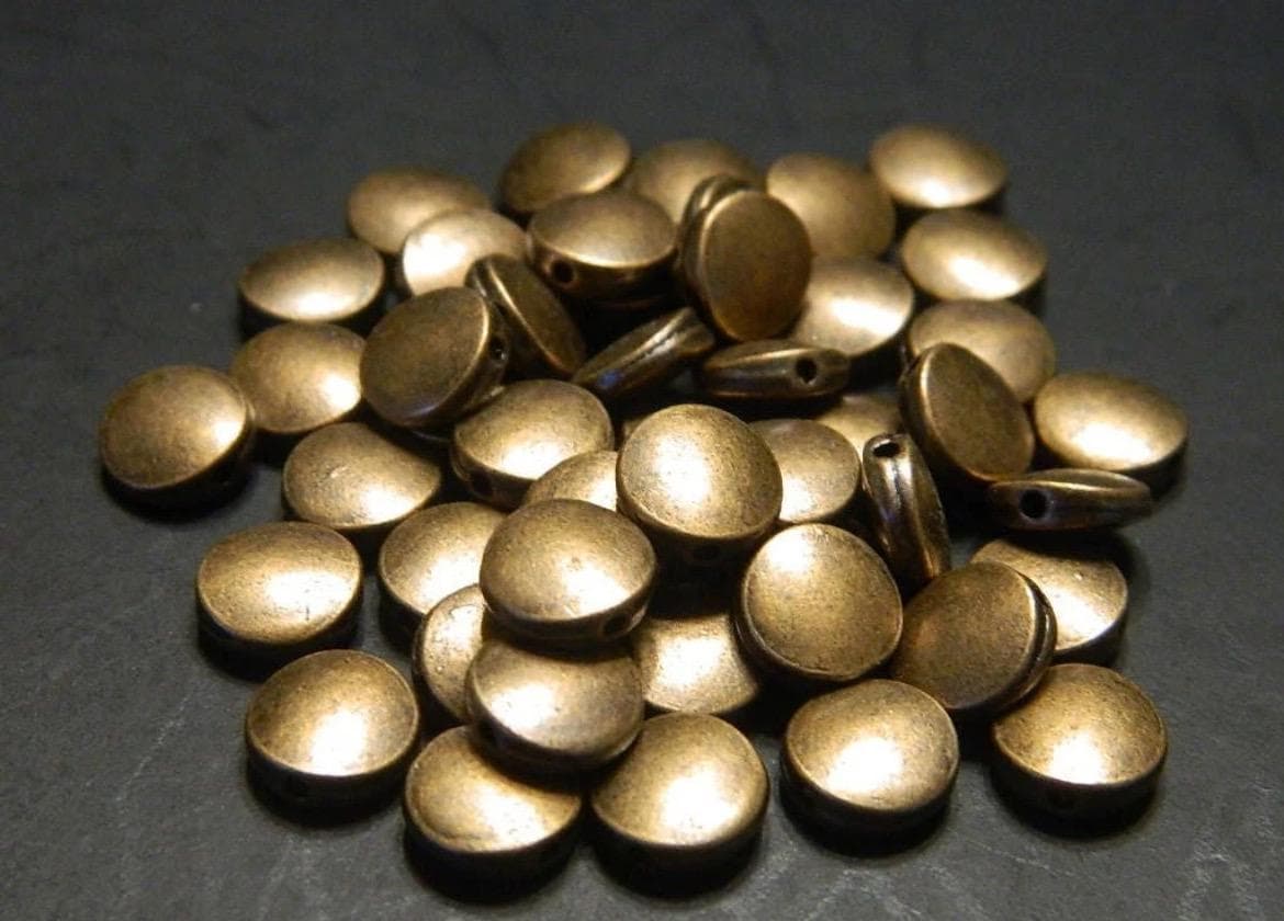 9mm Smooth Flat Round Tibetan Style Coin Spacer Beads-Metal Alloy Copper - Thumbnail 4