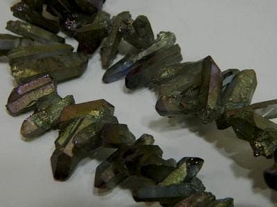 Quartz Stick Beads: Dark Khaki Shimmer - Natural Gemstone Strands - Thumbnail 5