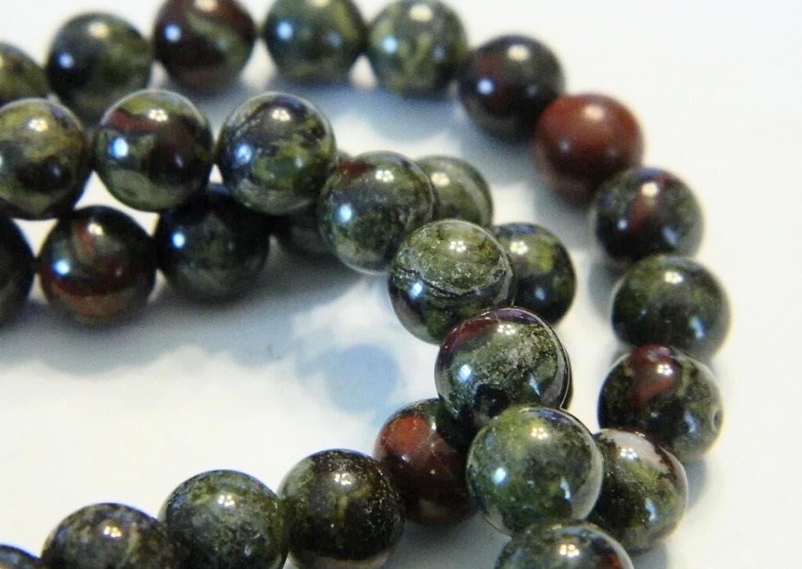Dragon Blood Jasper Beads | 6mm & 8mm Round Green and Red Gemstone Beads | Jewelry Making Supplies - Thumbnail 4