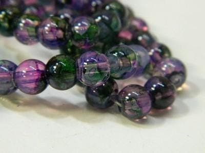 Purple Green Faux Opalite Beads - 6mm Smooth Round Glass - Thumbnail 8