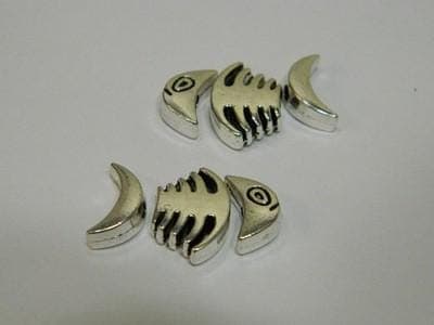 Fish Bone Charms: Ocean Inspired Pewter Beads (3 Pieces) 2 sets per order - Thumbnail 4