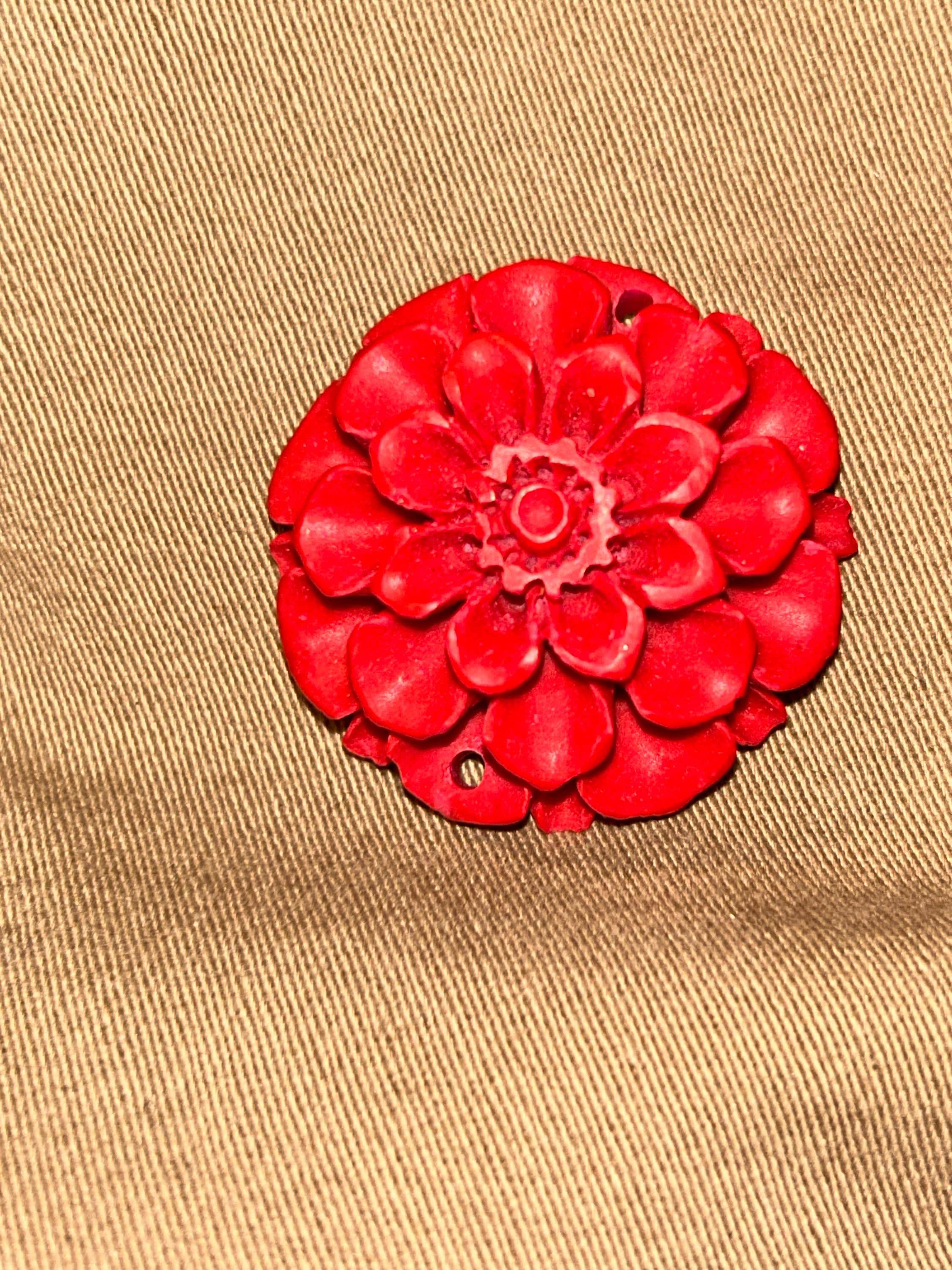 4pcs Coral Resin Dahlia Flower Cabochon flat back - 18mm - Thumbnail 3