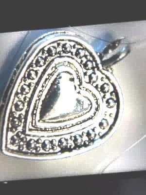 Boho Tibetan Heart Pendants, Silver and Pewter . Small Heart Charm - Image 1