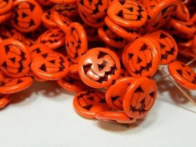 Jack O Lantern Beads: Fall Pumpkin Jewelry Supplies (15mm Orange Howlite) - Thumbnail 3