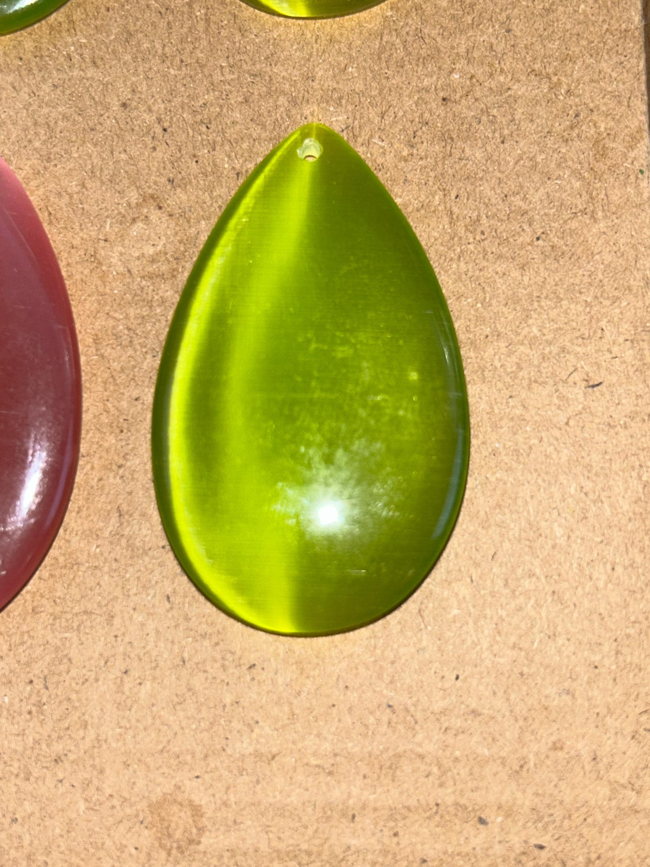 Pink or Green 39 mm Cats Eye Pendant chrysoberyl gemstone - Thumbnail 2