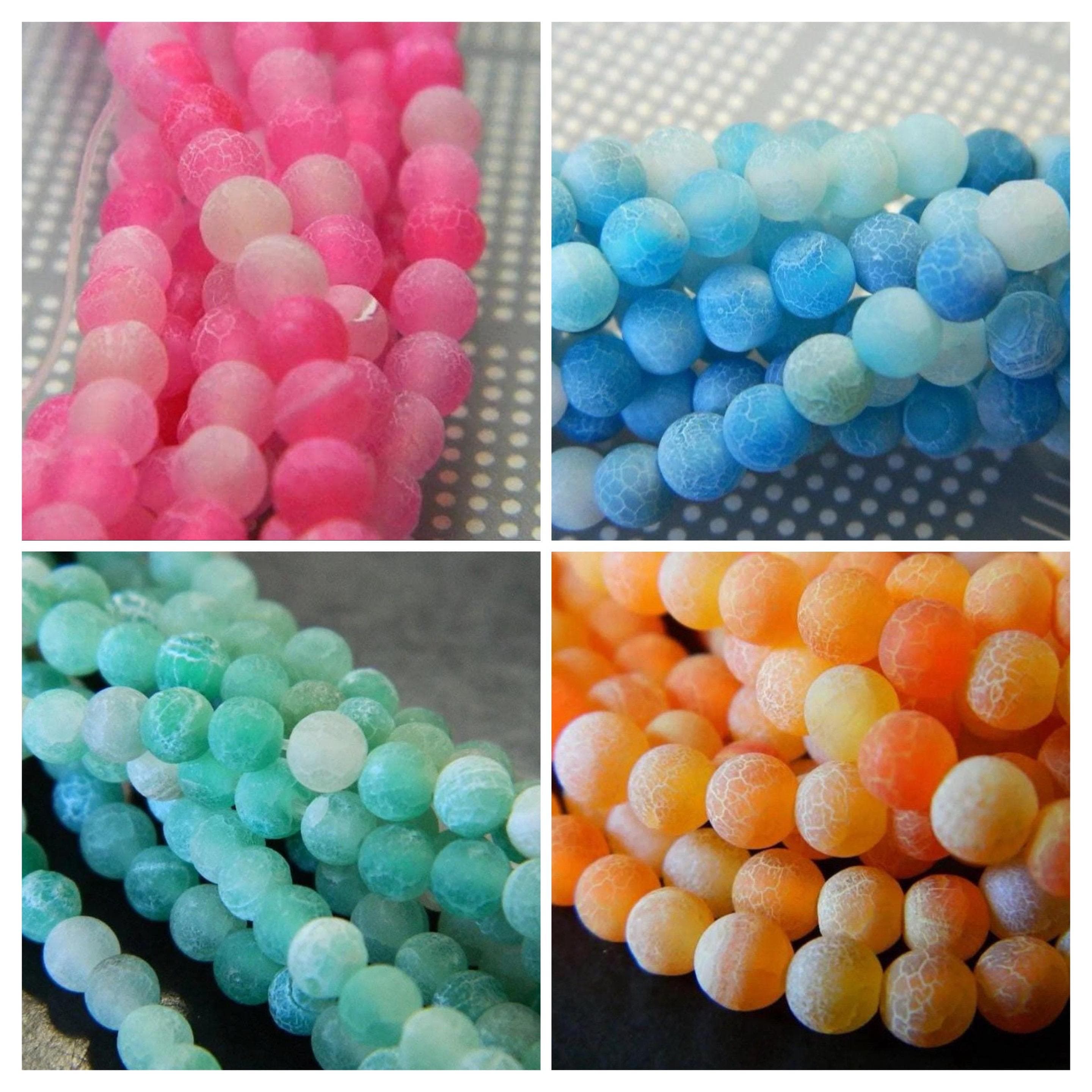 4mm Light Green Crackle Agate-Natural Crackle Agate Beads - Image 1