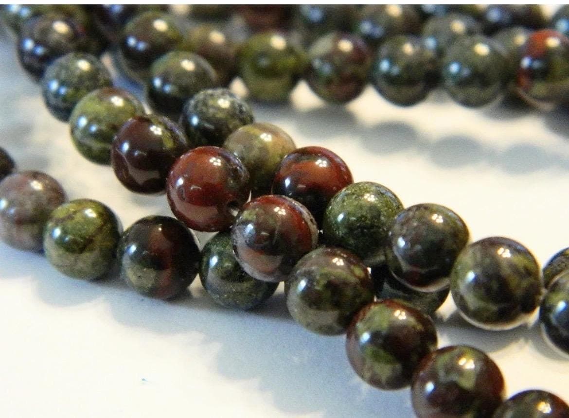 Dragon Blood Jasper Beads | 6mm & 8mm Round Green and Red Gemstone Beads | Jewelry Making Supplies - Thumbnail 5