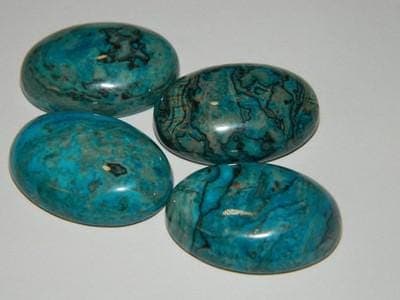Chrysocolla Gemstones: Blue Green Cabochons (25mm Polished Peruvian) - Image 1