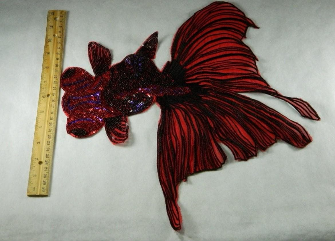 Fantail Goldfish Patch, Red Sequins (Sew-On Applique) - Thumbnail 3