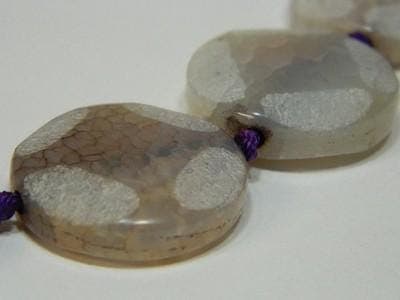 Ametrine Flat Coin Beads, Frosted Purple Off-White (24mm Faceted Gems) - Thumbnail 7