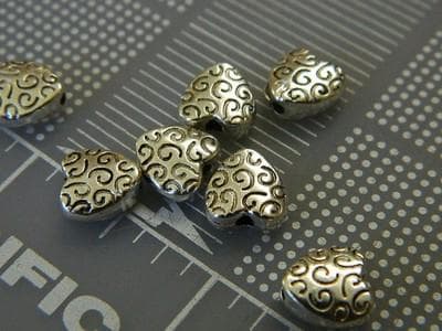 Tibetan Style Heart Spacer Beads, Silver Alloy (50pcs) - Thumbnail 4