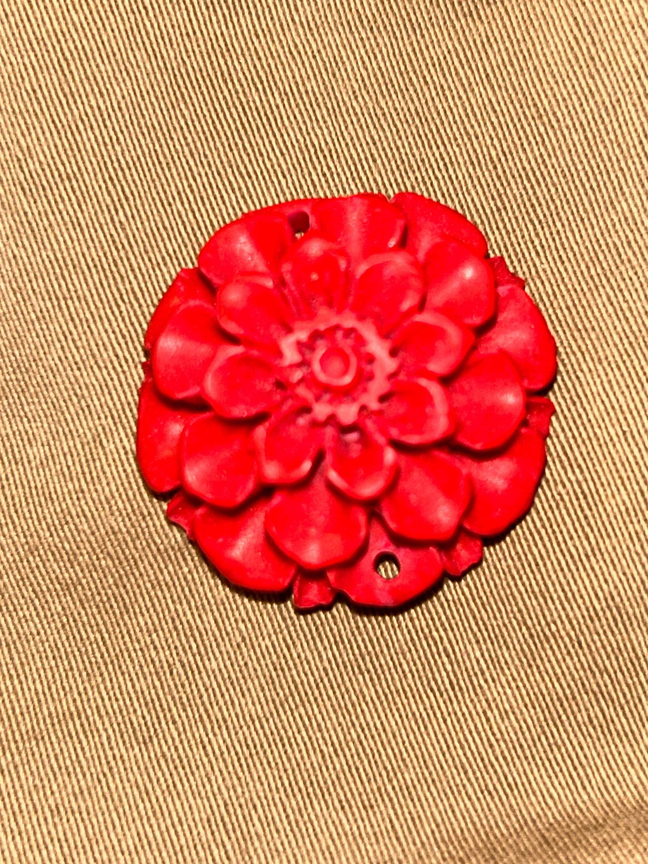 4pcs Coral Resin Dahlia Flower Cabochon flat back - 18mm - Thumbnail 4