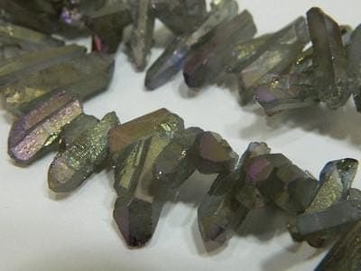 Quartz Stick Beads: Dark Khaki Shimmer - Natural Gemstone Strands - Thumbnail 7