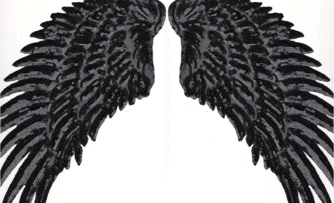 Gold Sequin Angel Wings Embroidery Patch - Iron On Back Patch (32x30cm) - Thumbnail 11