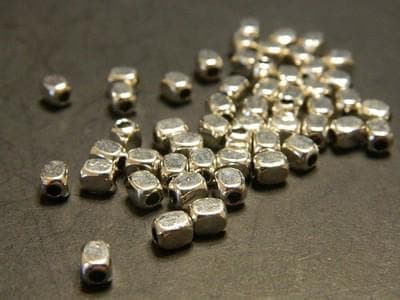 Silver Spacer Beads: Tibetan Style Rectangular Cuboid - 50 Count - Image 1