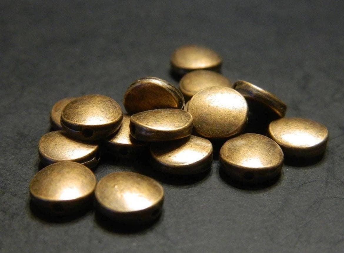 9mm Smooth Flat Round Tibetan Style Coin Spacer Beads-Metal Alloy Copper - Thumbnail 3