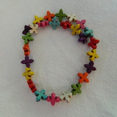Greek Cross Howlite Beads - Multi-Color Dolphin Shape - Thumbnail 2