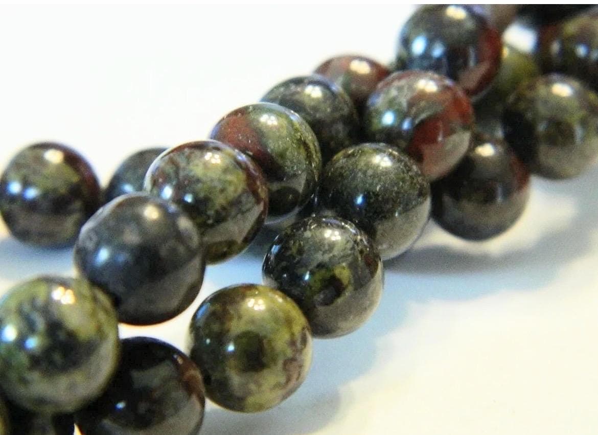 Dragon Blood Jasper Beads | 6mm & 8mm Round Green and Red Gemstone Beads | Jewelry Making Supplies - Thumbnail 2
