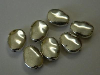 Tibetan Silver Beads: Oval Wavy Design - Antiqued Metal Spacers - Thumbnail 11