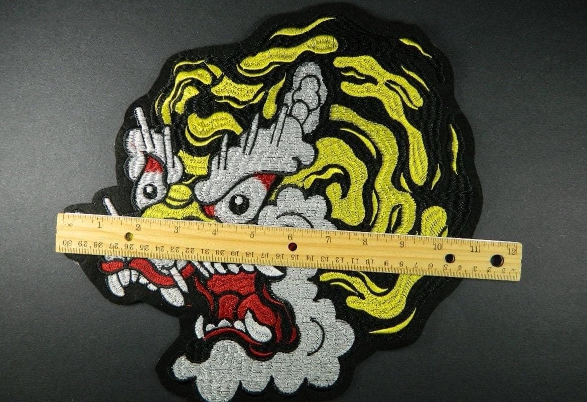 Large Embroidered Tiger Patch – Yellow & Black Iron-On Applique - Thumbnail 2