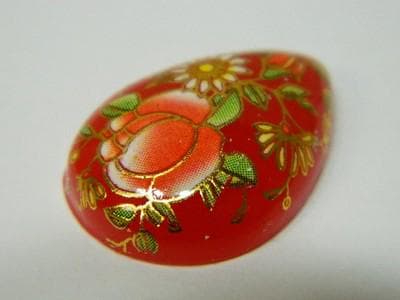 Floral Glass Cabochons: Vintage Red Prints (Teardrop, 3pcs) - Thumbnail 8