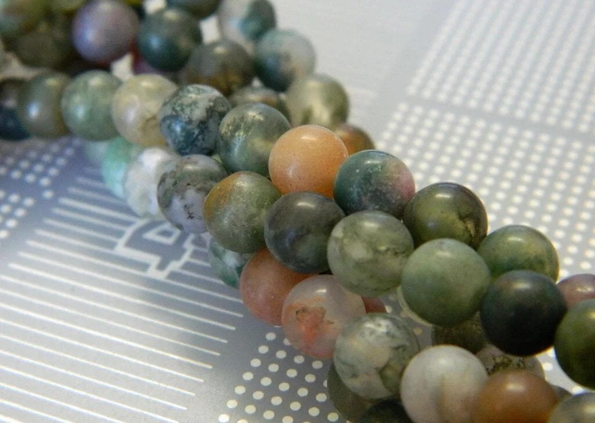 6mm Frosted Indian Agate Beads, Matte Orange Gemstone Strand - Thumbnail 4