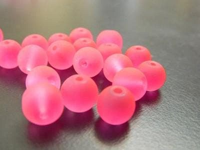 Hot Pink Frosted Glass Beads - 8mm Round Matte Finish - Thumbnail 4