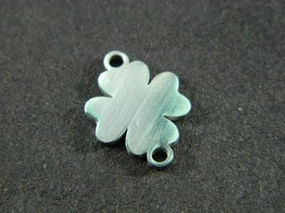 Four Leaf Clover Beads, Silver Tone Stainless Steel 10 per order (15.5mm Jewelry Links) - Thumbnail 5