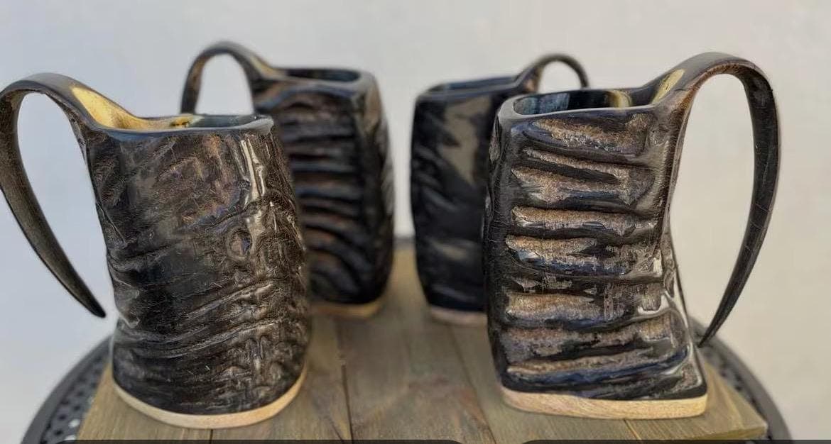 Handcrafted Viking Drinking Horn Mug | Norse Beer Stein. 5 different cups - Thumbnail 16