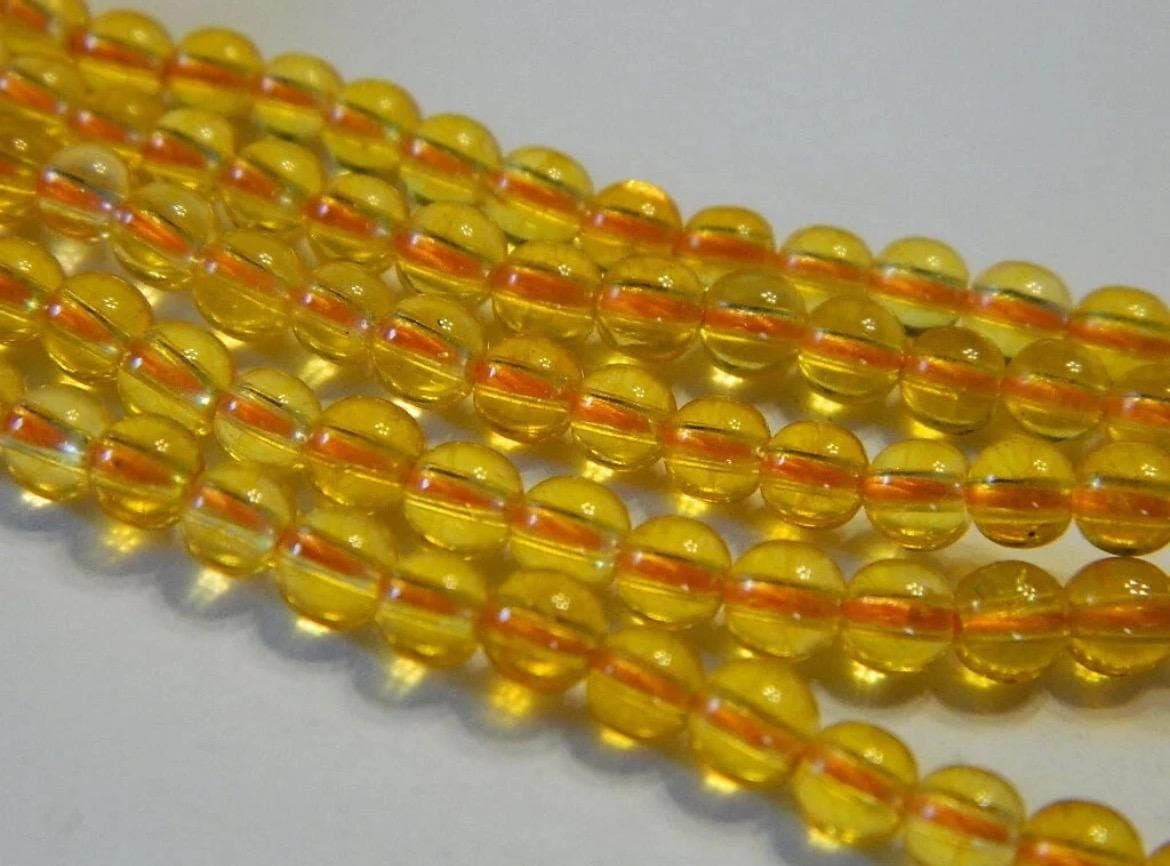Citrine Quartz Gemstone Beads - Deep Yellow Round - Thumbnail 6