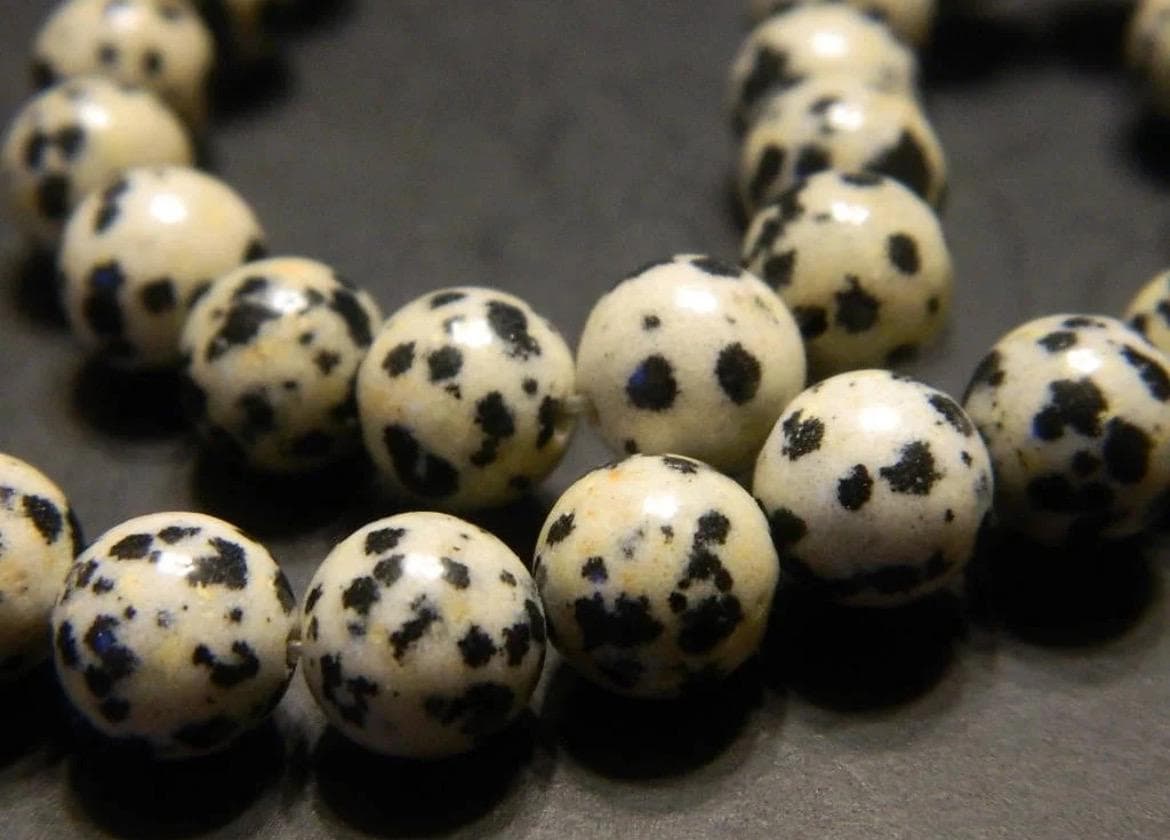 8mm Dalmatian Jasper Beads - Smooth Round Gemstone Strand - Thumbnail 7