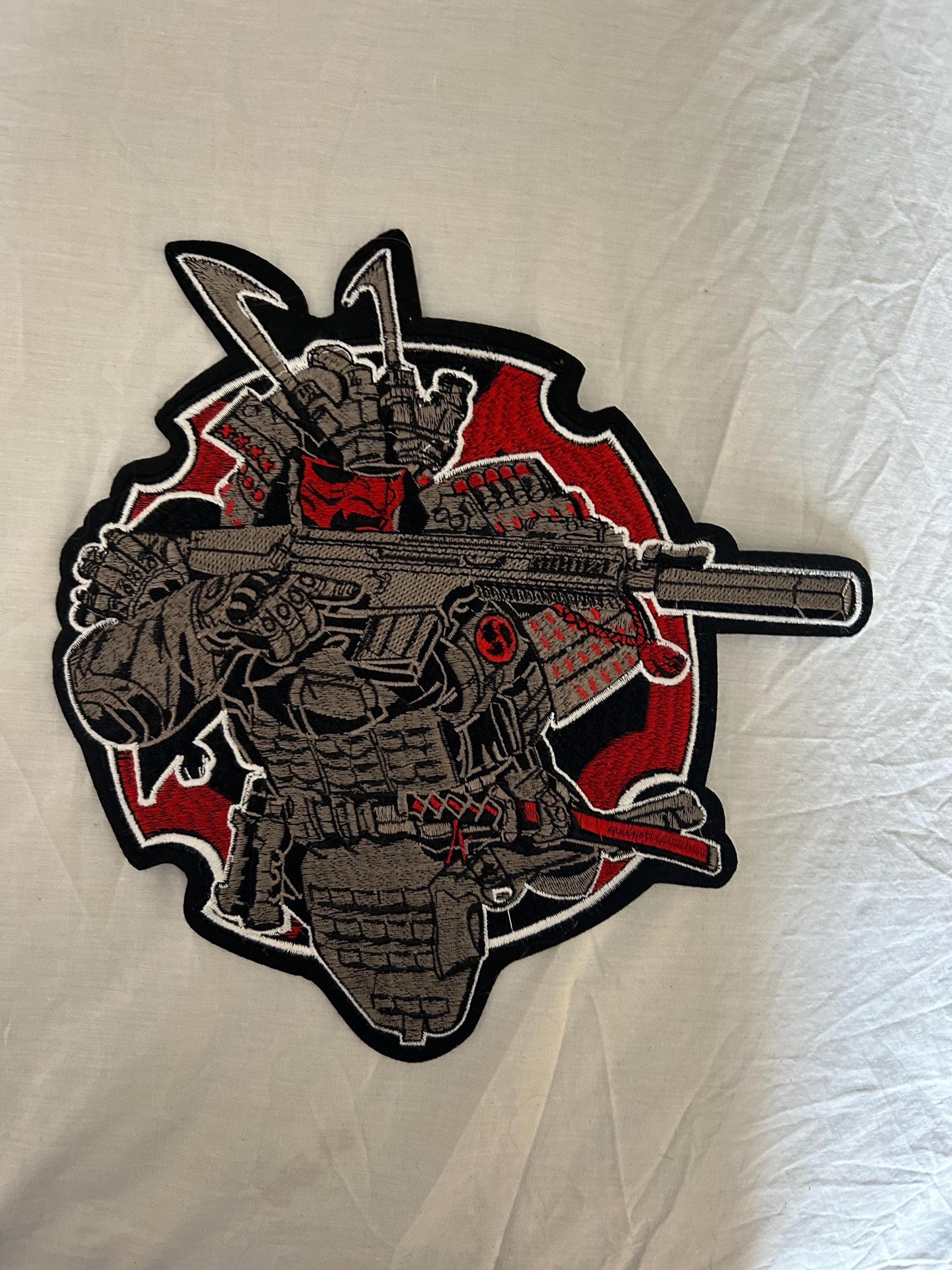 12 inch Chinese Warrior Patch: Large Embroidered Iron-On Appliqué - Image 1