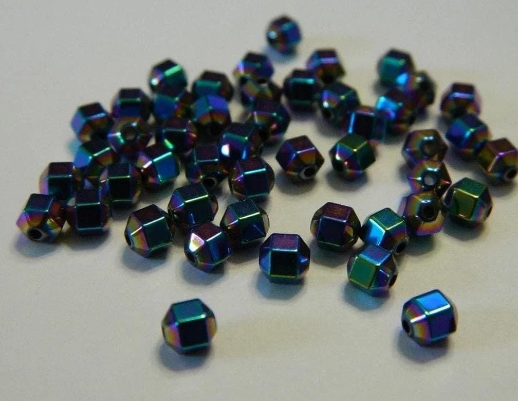 4mm Hexagon Shape Hematite Spacer Beads Select Color in Various - Thumbnail 5