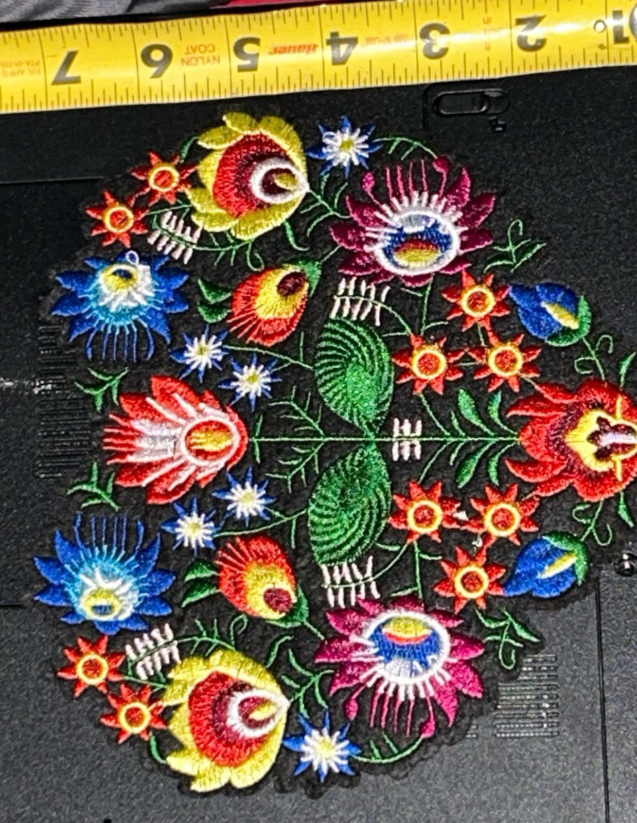 Floral Embroidered Iron-On Patch – Heart Applique - Thumbnail 2