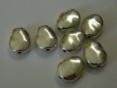 Tibetan Silver Beads: Oval Wavy Design - Antiqued Metal Spacers - Thumbnail 13