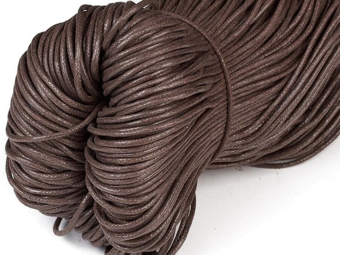 Dark Gray Waxed Cotton Cord: 2mm Thick Jewelry String - Thumbnail 4