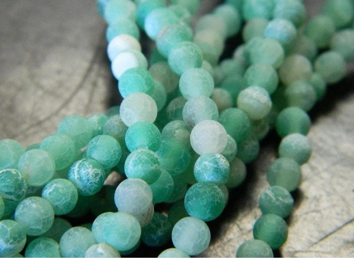 4mm Light Green Crackle Agate-Natural Crackle Agate Beads - Thumbnail 6