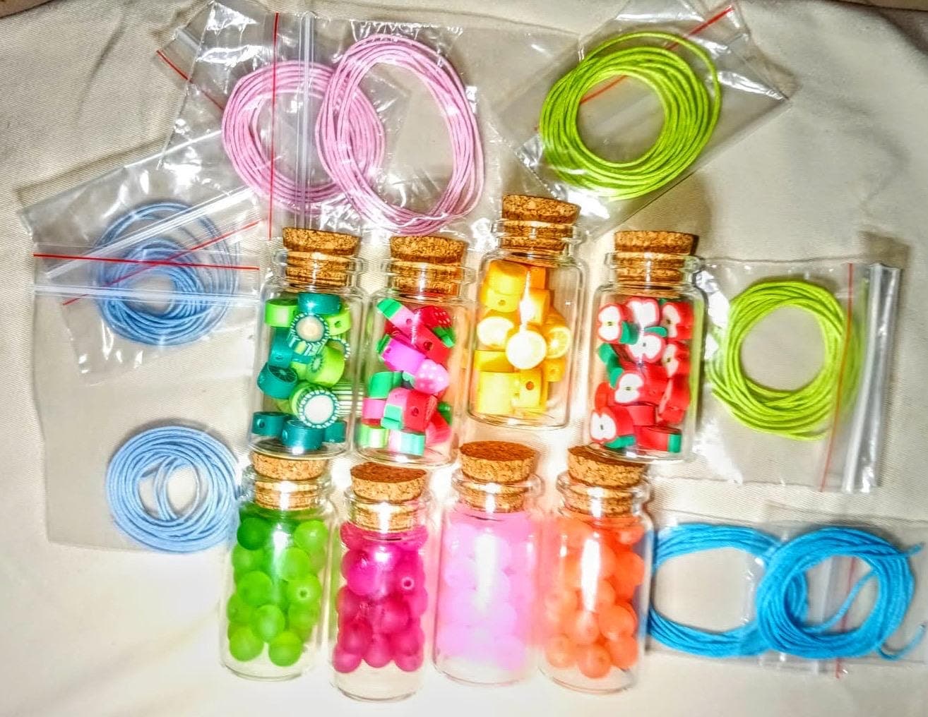 DIY Bracelet Making Kit, 500 Neon & Fruit Beads, Craft Gift - Thumbnail 3