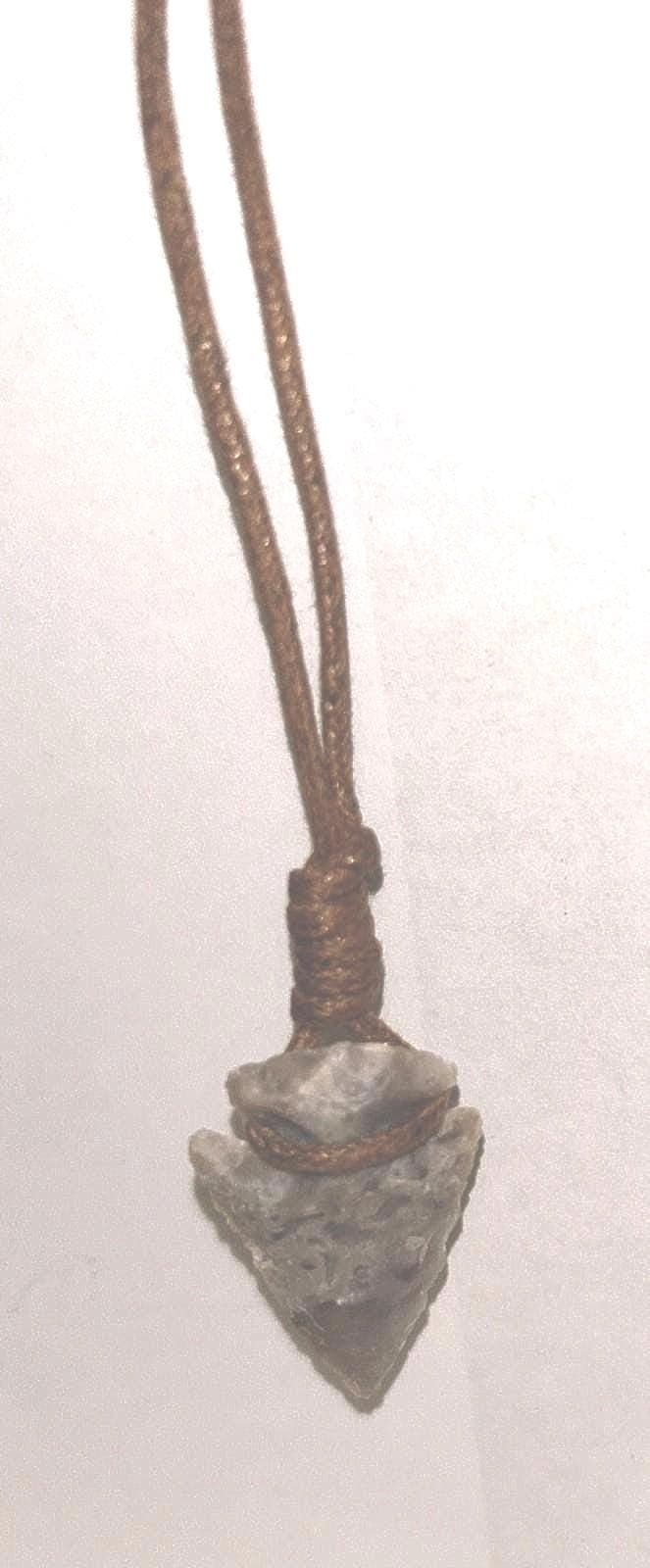 Arrowhead Pendant Necklace: Gray Chert Stone, Earth Tones - Image 1