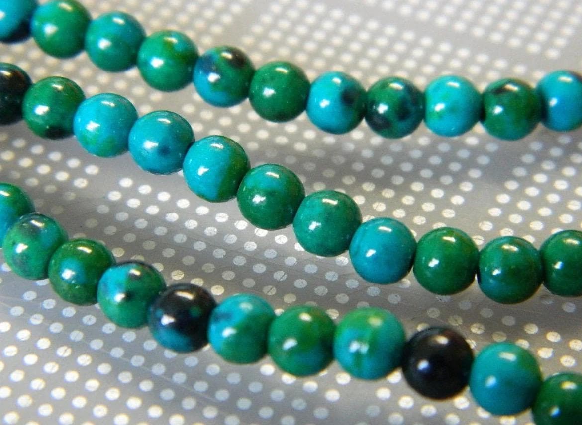 4mm Sea Green Grade AAA Chrysocolla Gemstone Beads, Natural Round Beads, Jewelry Making Suppl - Thumbnail 5