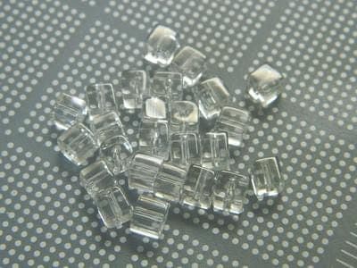 Clear Cube Glass Beads, Transparent Square (4mm, Small Hole) - Thumbnail 2