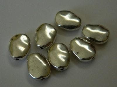 Tibetan Silver Beads: Oval Wavy Design - Antiqued Metal Spacers - Thumbnail 4