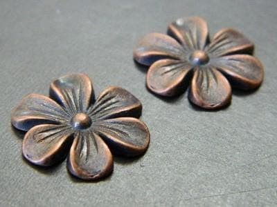 Flower Cabochons: Copper Alloy Floral Design (20mm Round, Set of 3) - Image 1
