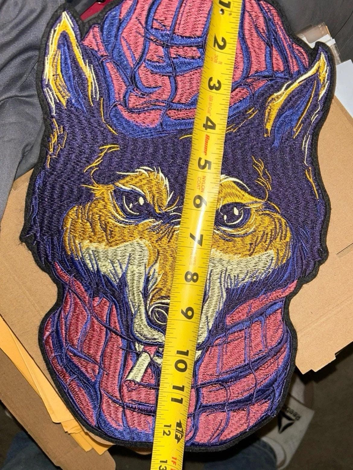 12” Fox In 3 Little Pigs -Winter Clothes Smoking A Cigarette Embroidery Patch-Iron On - Image 1