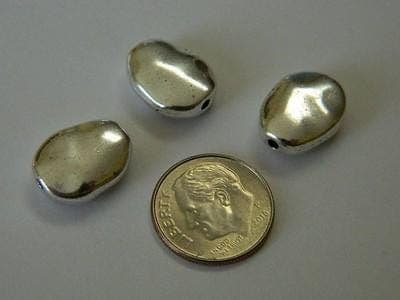 Tibetan Silver Beads: Oval Wavy Design - Antiqued Metal Spacers - Thumbnail 7