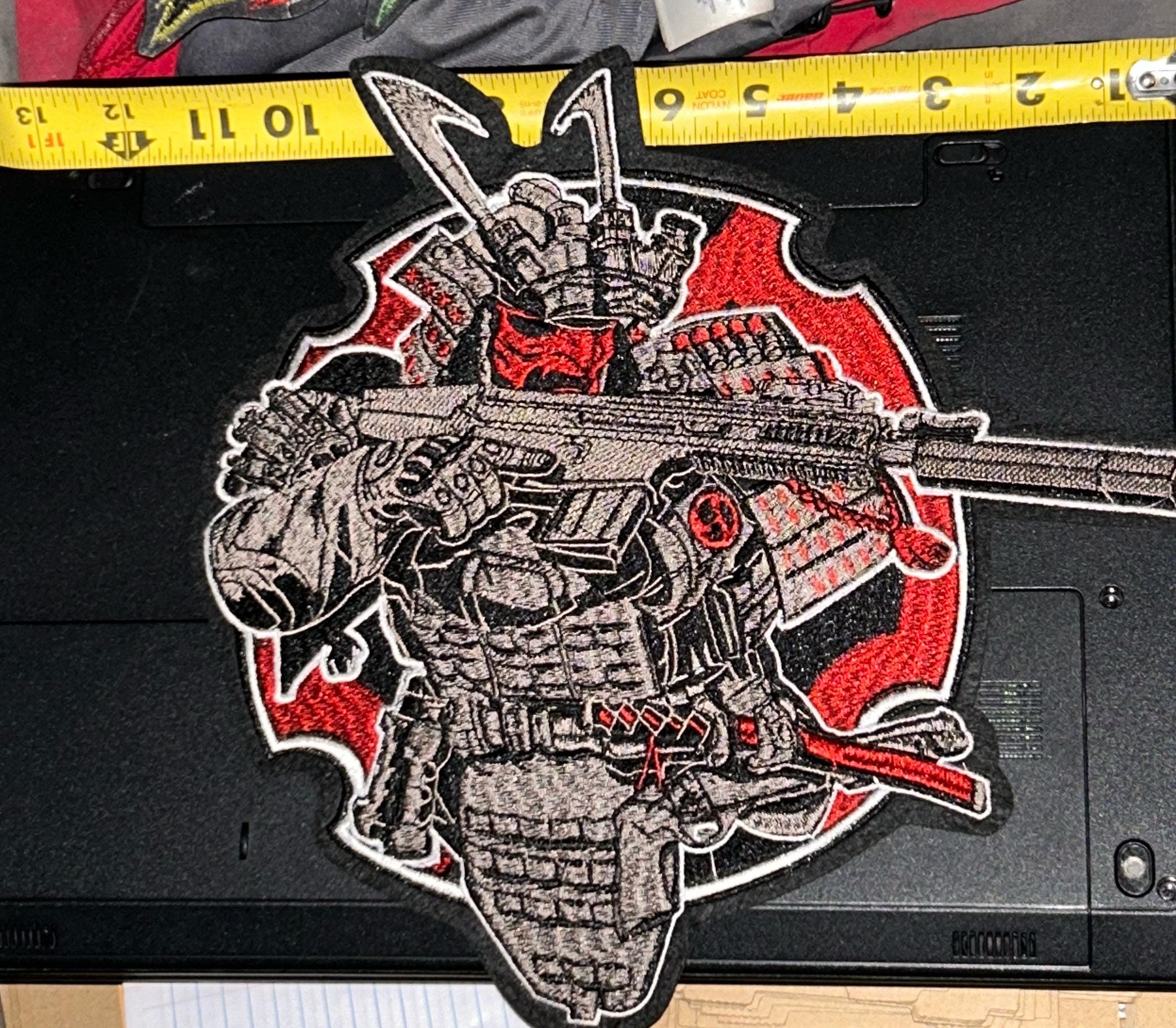 12 inch Chinese Warrior Patch: Large Embroidered Iron-On Appliqué - Thumbnail 3