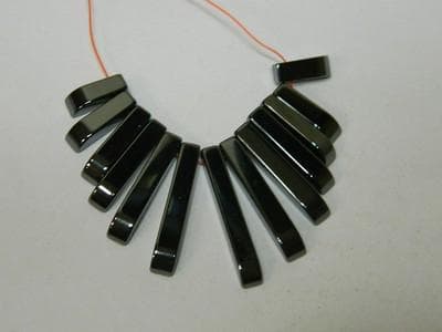 Hematite Stick Beads - Dark Gray Graduated, Non-Magnetic - Thumbnail 2