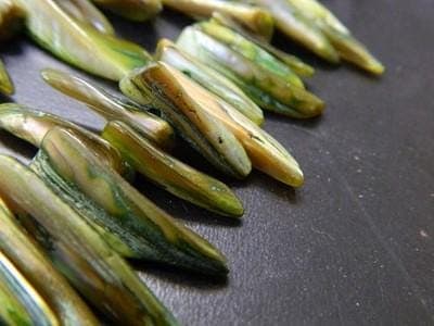 Green Iridescent Mother of Pearl Beads - Pointed Spike and Teardrop Strands - Thumbnail 5